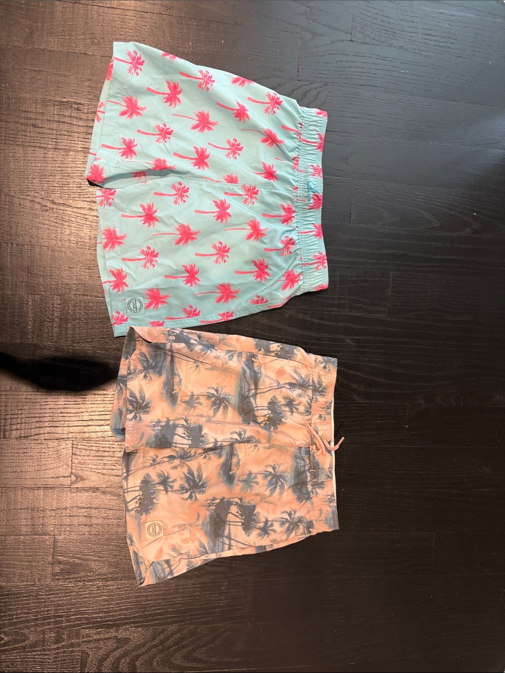 Abercrombie Boys Palm-Print Swim Shorts - Pink & Aqua